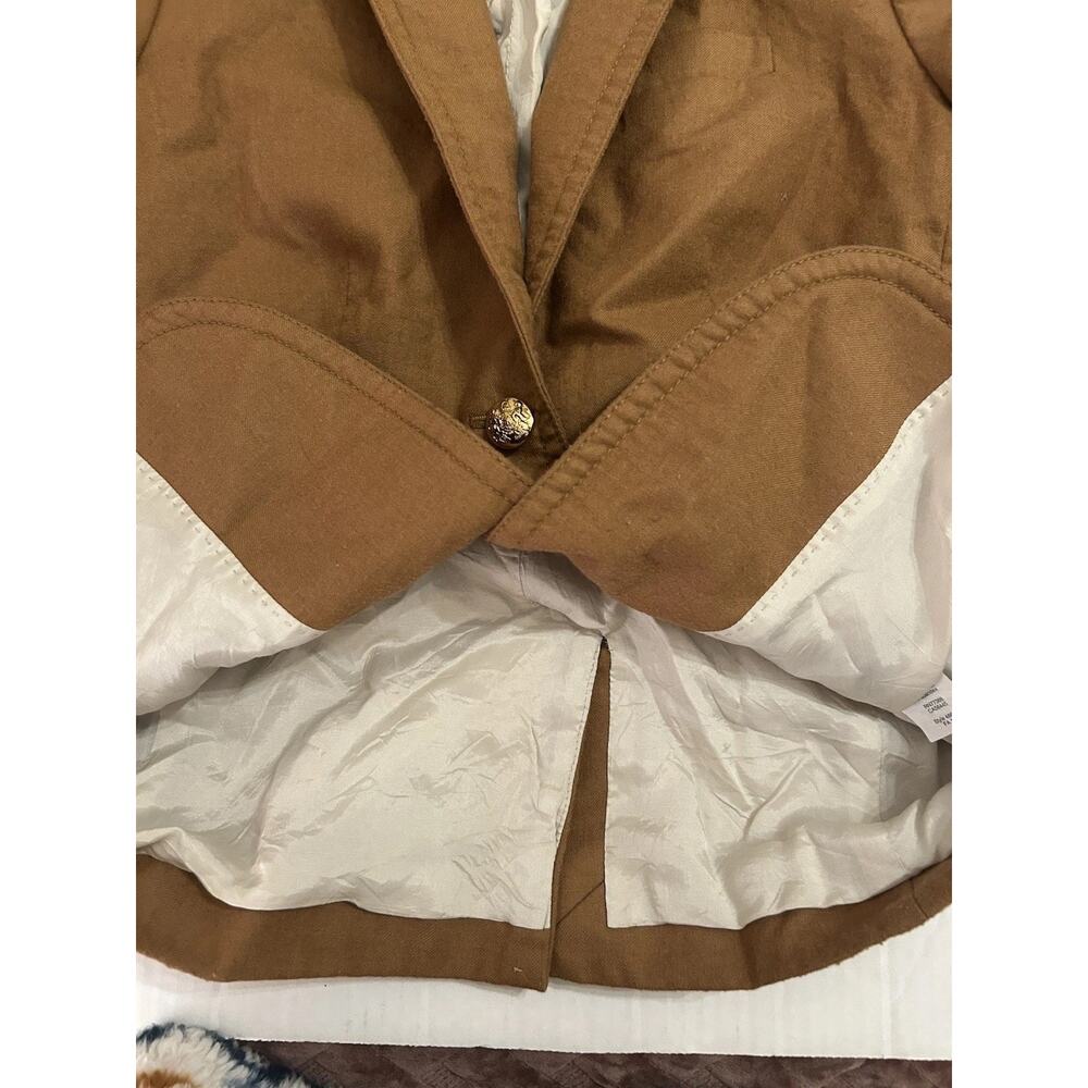 J.Crew Wool Schoolboy Blazer Women’s Sz‎ 00 Camel Brown Gold Buttons Short Lined - Picture 7 of 12